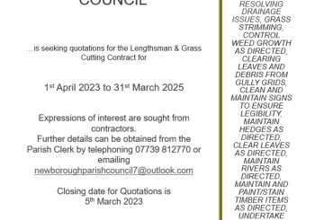 GROUNDS MAINTENANCE – DEADLINE 5TH MARCH 2023